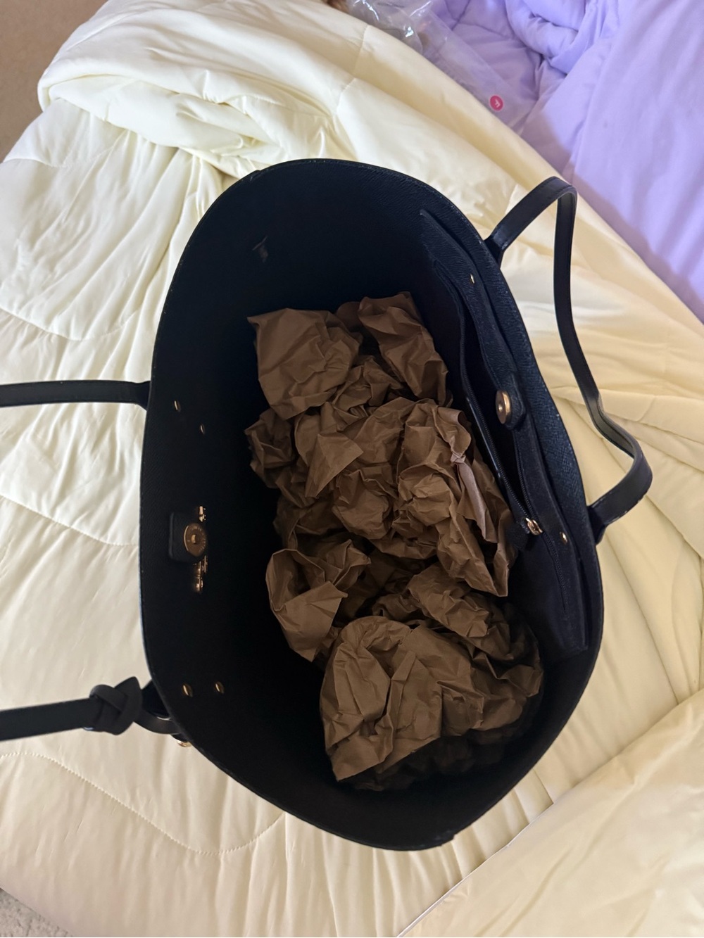 Coach Brown Signature Tote with Gold Accents - Picture 3 of 6